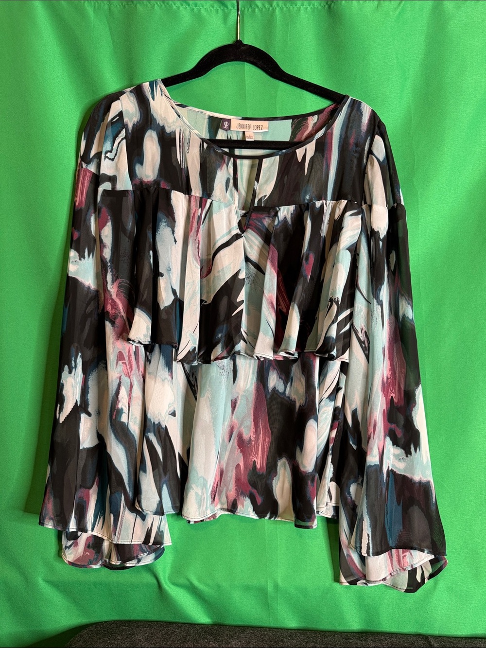 Jennifer Lopez Ruffle Blouse Large Kohls NWT